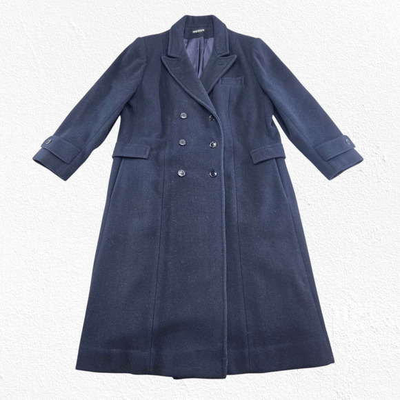 Vintage 70s Harve Benard Navy Wool Double Breasted Overcoat ILGWU Size Large - Picture 3 of 15